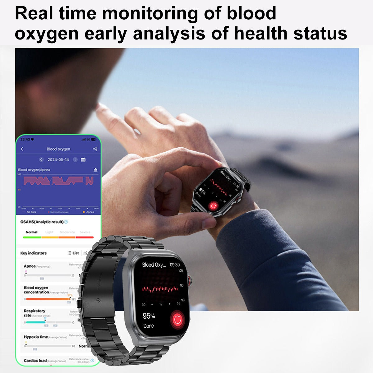 Smart Watch 2.04-Inch AMOLED Display with Bluetooth 5.3 Calling, 530mAh Battery and Six Strap Options