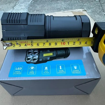 Flashlight 2-Pack Four-LED Handheld Searchlights with Four Modes, USB Charging and Power Display