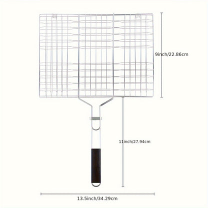 Grill Basket Stainless Steel Folding BBQ Grilling Basket for Fish Chicken Vegetables Shrimp Portable Outdoor Camping Barbecue Accessory 3