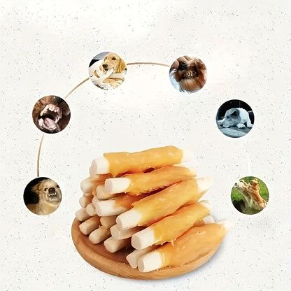 Calcium Stick Dog Treats – Chicken Wrapped Milk Calcium Sticks, High Protein Easily Digestible Training Rewards for Small Medium Large Dogs