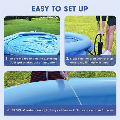 Round Inflatable Swimming Pool 10FT 12FT Circular Above Ground Family Pool Puncture-Resistant Quick for Garden, Patio and Yard Use