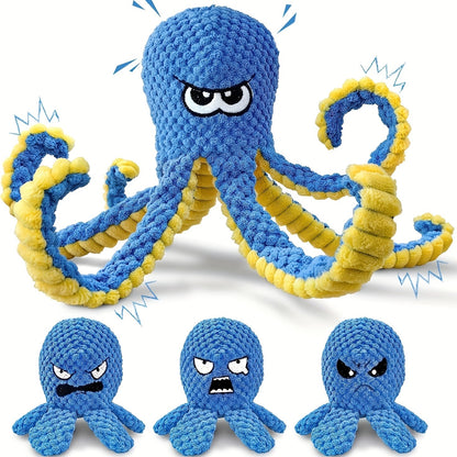 Tough Dog Chew Toy Octopus – Squeaky Stuffed Interactive Dog Toys for Large Dogs, Crinkle Tug of War Plush Dog Toy to Keep Dogs Busy