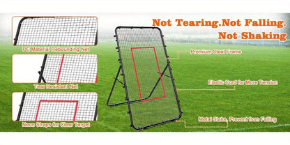 Volleyball Rebounder Net 7x4ft Adjustable Angle – Portable Steel Frame Training Rebounder with High-Tension PE Netting & 24 Elastic Cords