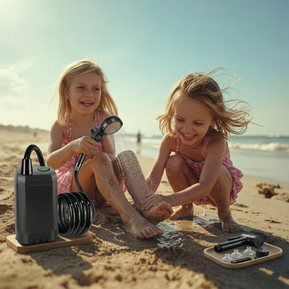 Portable Camping Shower 6000mAh IPX7 120-Min Runtime for Camping, Travel and Outdoor Use, with the Listed Configuration