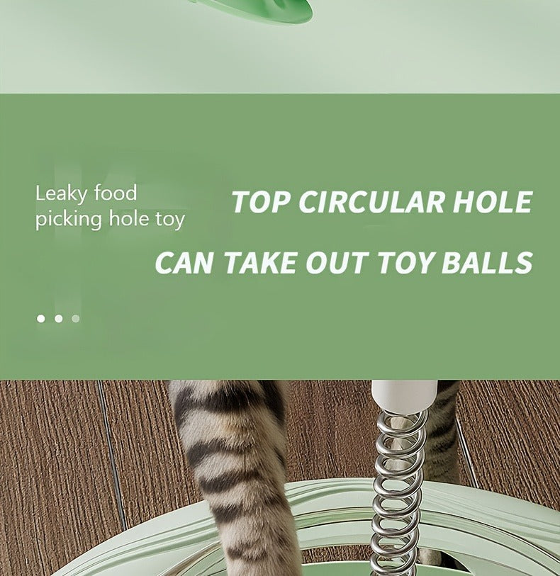 Cat Puzzle Toy Spinning Wheel with Food Spill Feeder – Interactive Rotating Excavating Toy for Indoor Cats & Kittens