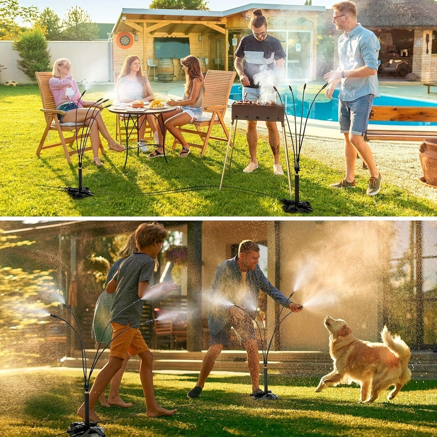 Outdoor Misting System Portable 26.5Ft Mist Cooling Kit with Adjustable Stand for Patio Garden BBQ