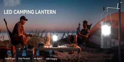 Collapsible Camping Lantern in Four- or Eight-Piece Packs with Solar Panel, USB Charging and Three Power Methods