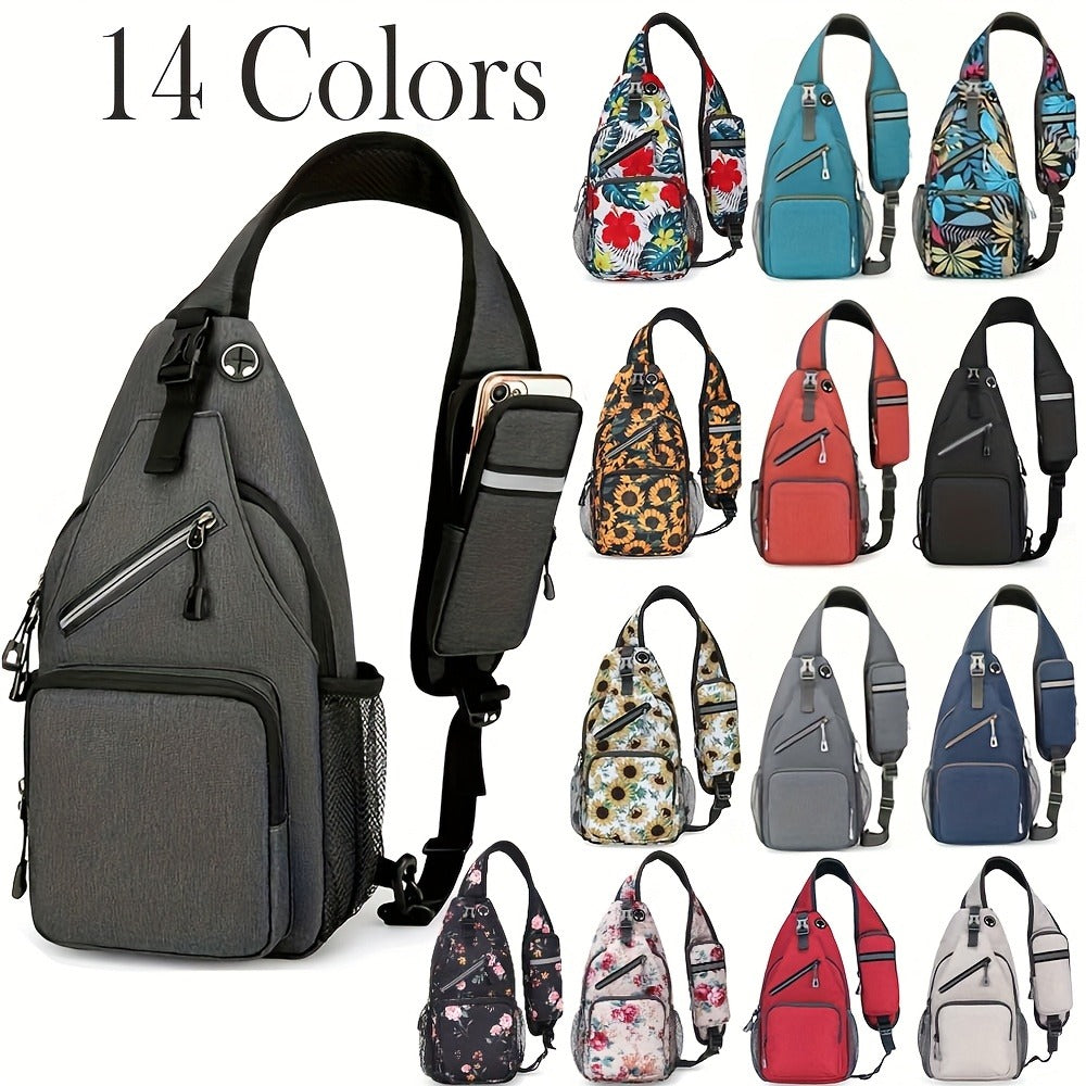 Lightweight Multi-Pocket Sling Crossbody Bag for Women and Men with Zip Compartments and 14 Color Styles
