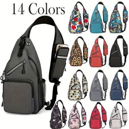 Lightweight Multi-Pocket Sling Crossbody Bag for Women and Men with Zip Compartments and 14 Color Styles