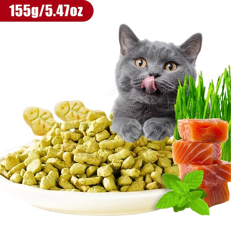 Catnip Cat Treats 150g – Catnip Cookie & Catgrass Molar Stick, Dried Fish Snack for Cats, Teeth Cleaning Dental Chew