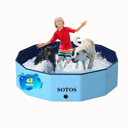 Foldable Dog Pool, Portable Hard Plastic Pet & Kids Swimming Pool, Anti-Slip Collapsible Bathtub for Indoor Outdoor Backyard Use