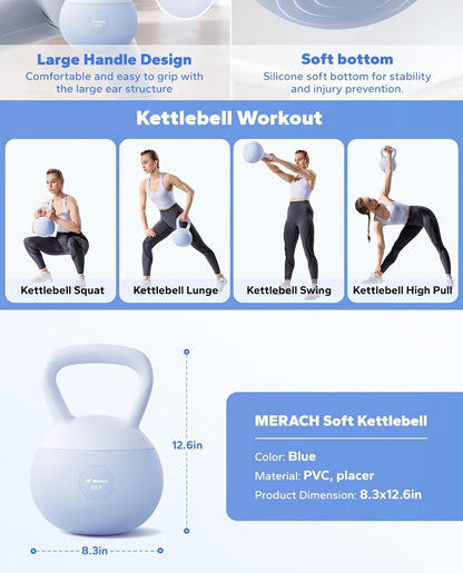 Soft Kettlebell Sand-Filled with Non-Slip Wide Grip Handle & Cushioned Base – Premium Mineral Sand Kettle Bell for Safe Strength Training