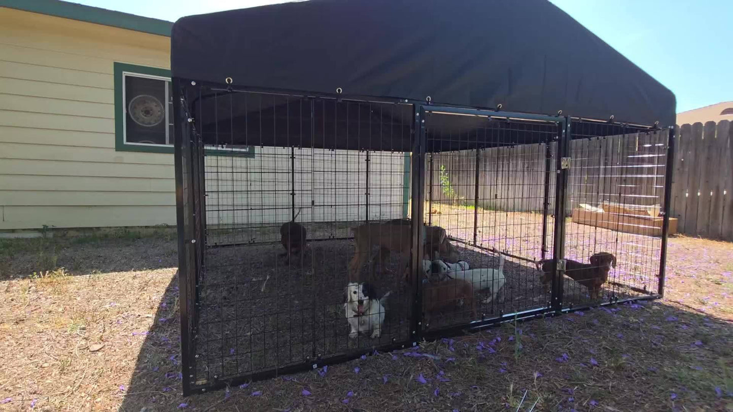 Outdoor Dog Kennel Heavy Duty Galvanized Steel with Roof Double Safety Locks Rust-Resistant Large Dog Cage Fence Run for Big Dogs