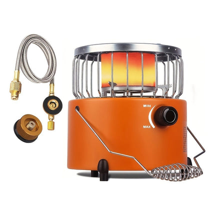 Portable Propane Heater Stove 2-in-1 Camping Gas Stove & Heater 3680-9000 BTU with Ignition, Stainless Steel