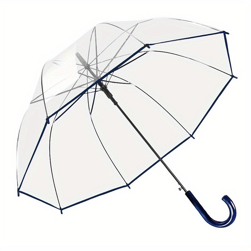 Clear Dome Bubble Umbrella 2 Pack Windproof Rainproof Auto Open 47 Inch Wide Canopy 8-Rib PVC Transparent Umbrella for Weddings Proms