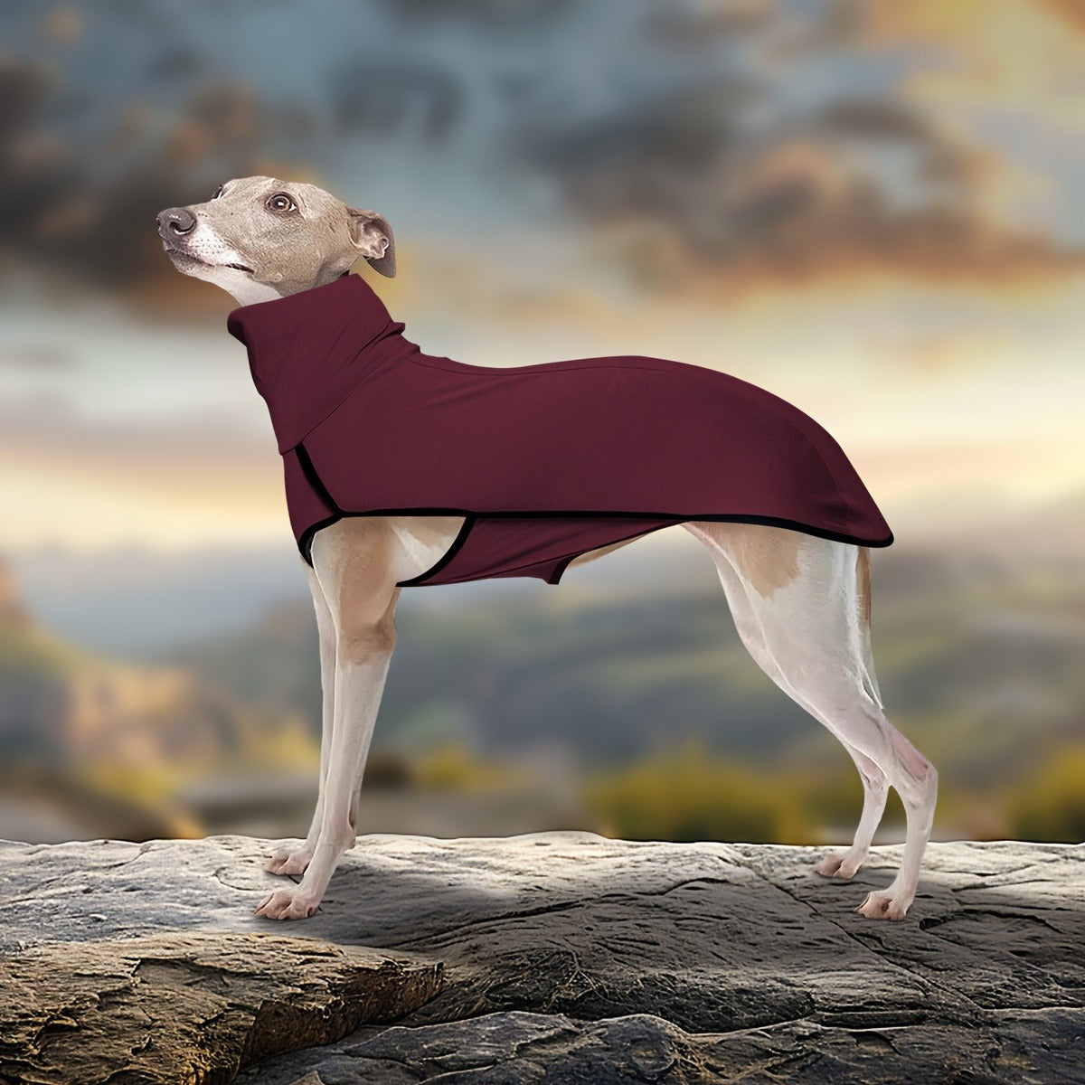 High Neck Dog Coat Warm Pullover – Solid Color Woven Polyester Pet Jacket, Machine Washable, All-Season Fall & Winter Dog Apparel