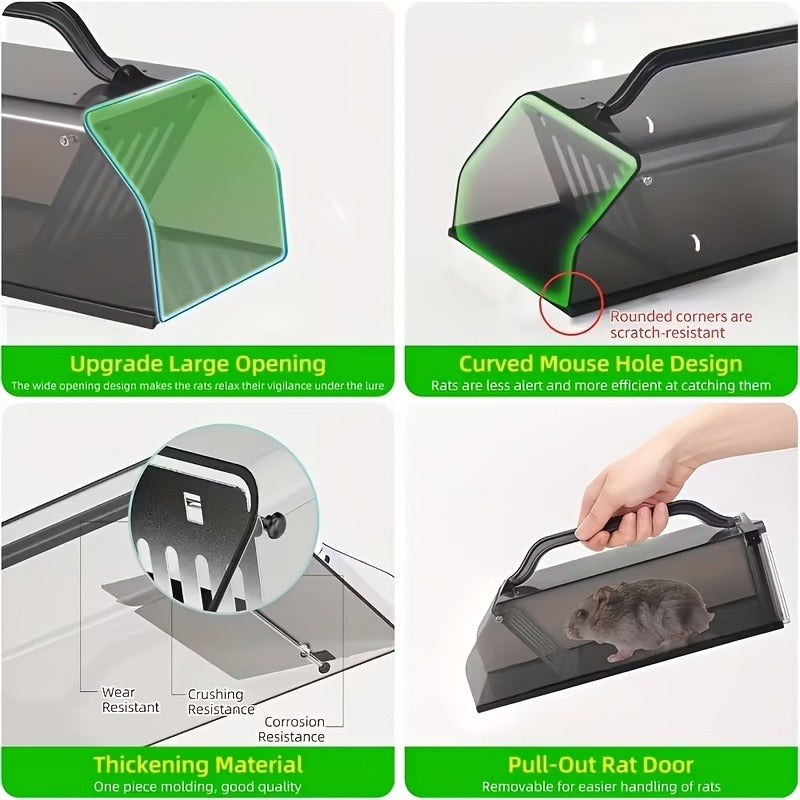 Mouse Trap Live Catch – Transparent Continuous Capture Rodent Trap for Indoor Home, Kitchen, Garage & Outdoor Use