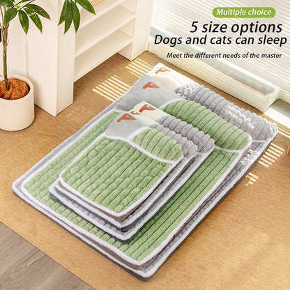 Thickened Dog Bed & Cat Bed Mat with Pillow – Anti-Slip, Machine Washable, Detachable Crate Mat for All Dogs & Cats, L & XL