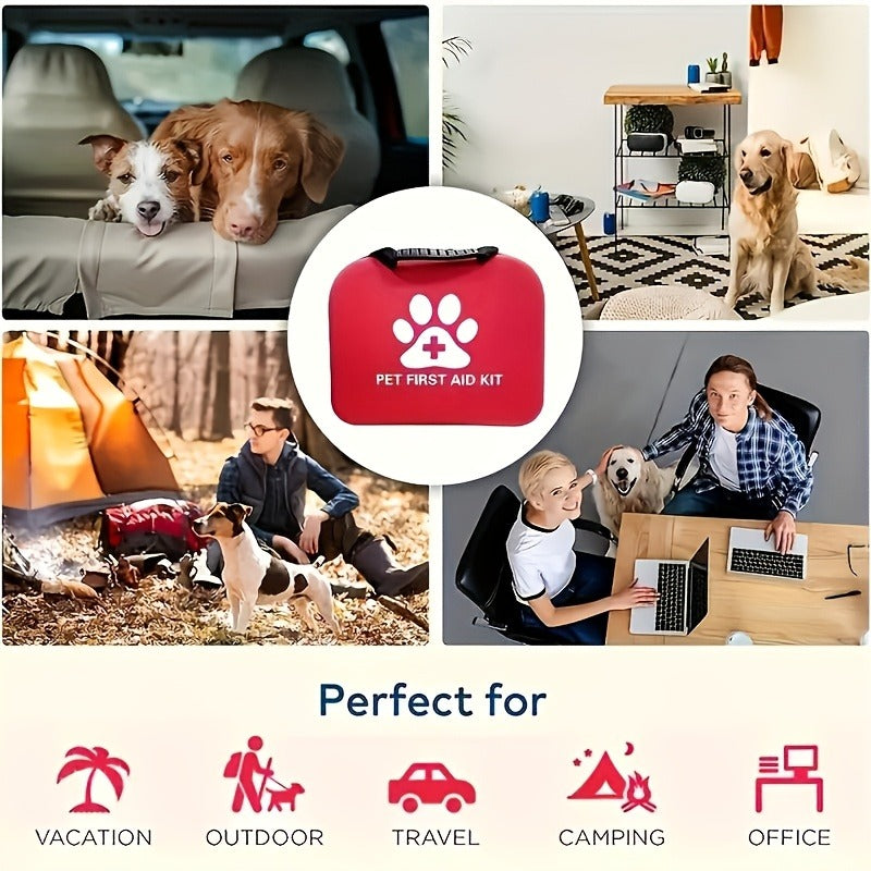 101-Piece Pet First Aid Kit with Portable Case – Multifunctional Emergency Dog & Cat Care Kit for Hiking, Camping, Backpacking