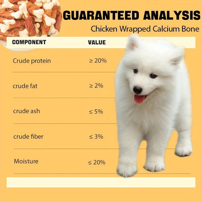 Dog Treats Chicken or Duck Wrapped Bone-Shaped Biscuits in Two-Pack Flavor Options for Reward Use