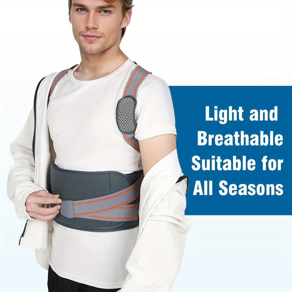 Adjustable Full-Back Posture Brace with Cross Straps, Support Panel and L or XL Fit Options