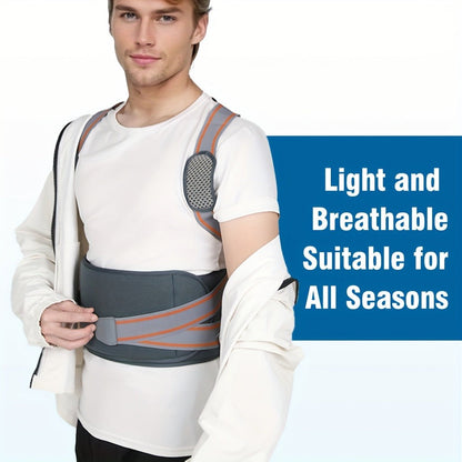 Adjustable Full-Back Posture Brace with Cross Straps, Support Panel and L or XL Fit Options