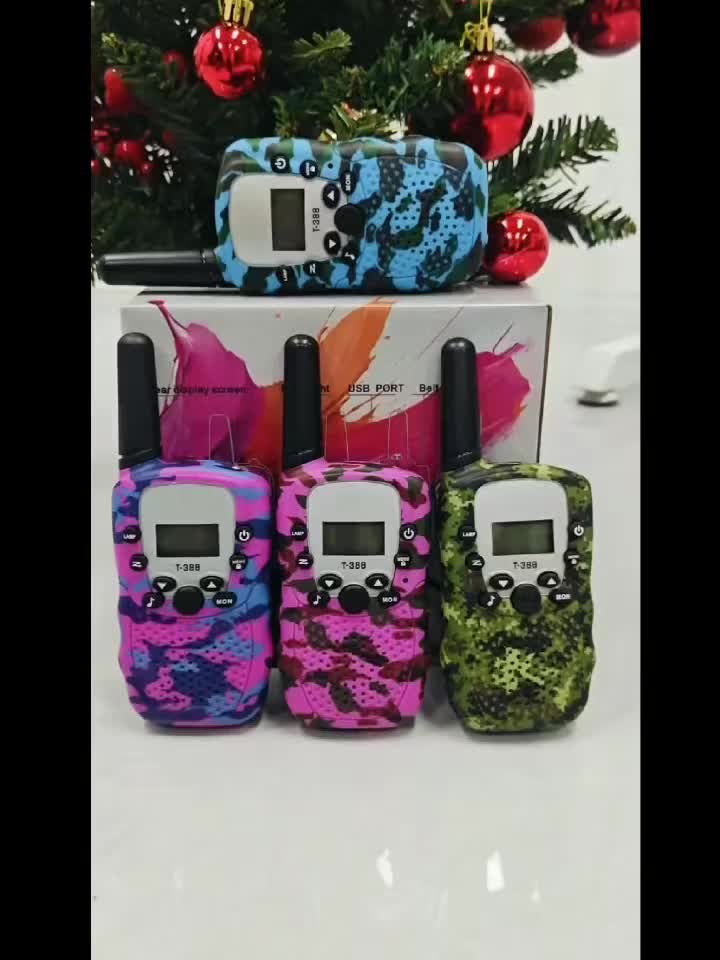 Colorful T-388 Two-Way Radio Set with LCD Screens in Two- or Four-Handset Packs for Outdoor Communication