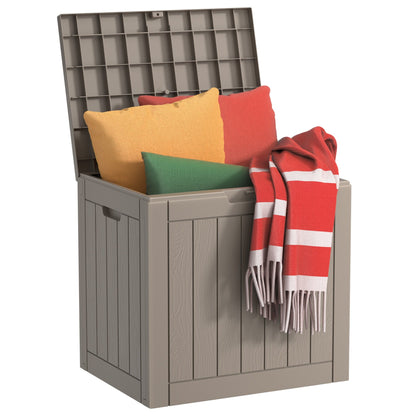34-Gallon Outdoor Deck Box with Side Handles in 020 Woven or 053 Plank Panel Style, Black or Light Brown