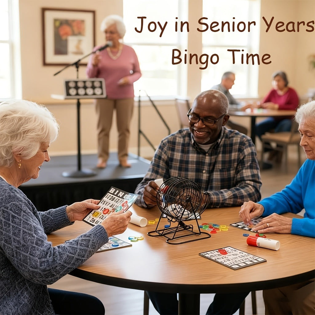 Deluxe Bingo Game Set with Stainless Steel Metal Cage | Includes Bingo Balls Cards & Colorful Chips | Classic Family Board Game for Game