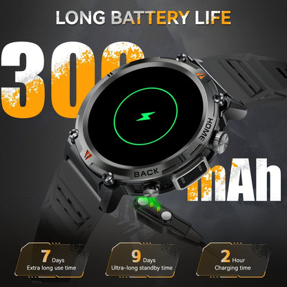 EIGIIS KE3 Rugged Smartwatch for Men – Wireless Calling, HD 1.45" Screen, LED Light, Fitness Tracker, iPhone & Android