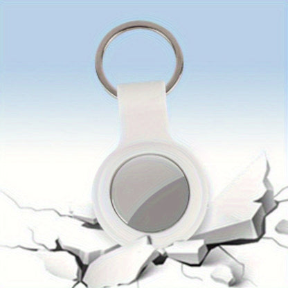 Two-Pack Round Apple Find My Item Trackers in Black and White with Silicone Key Ring Holders