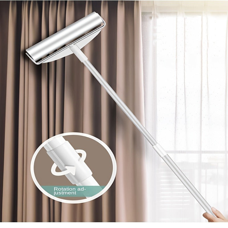 Extra-Long Adhesive Lint Roller with 49-Inch Segmented Handle and One Refill Roll for Pet Hair Cleanup