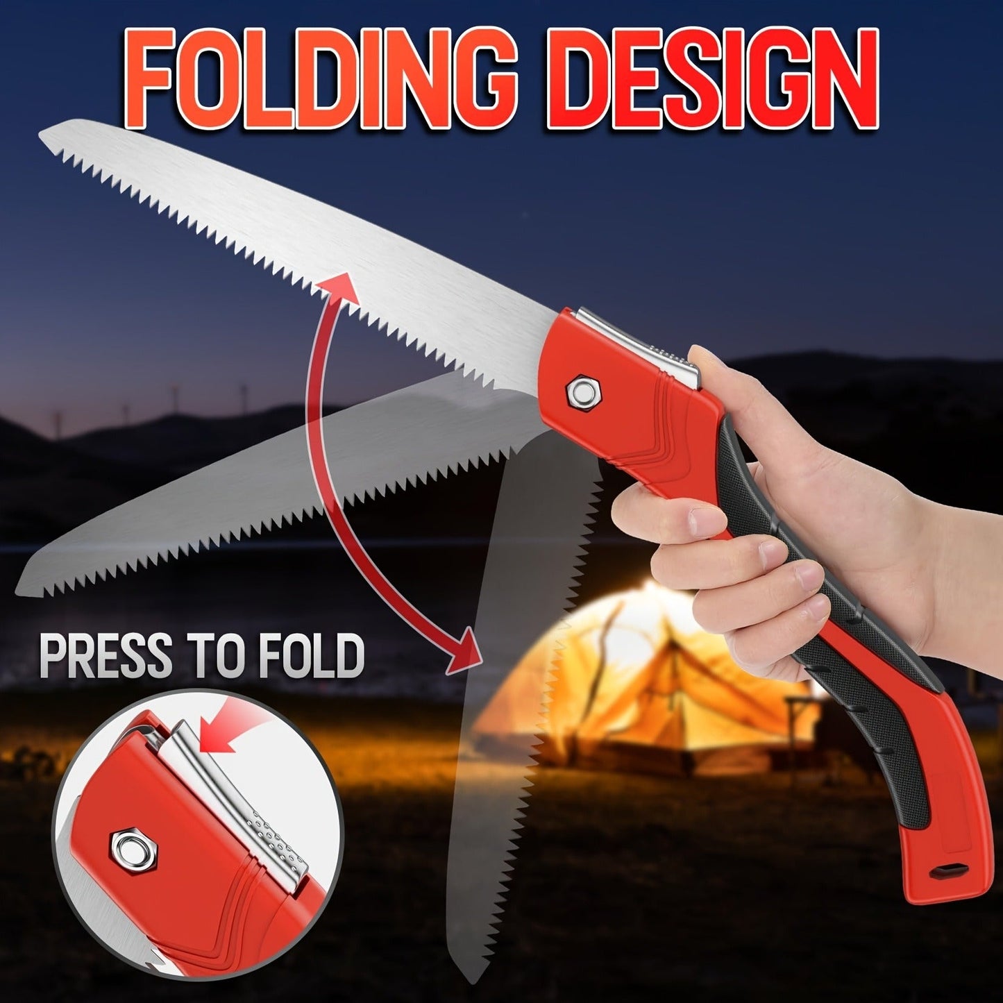 Folding Saw Portable Pruning 7-Inch SK5 Blade Collapsible Manual Wood Cutting Saw for Camping, Survival