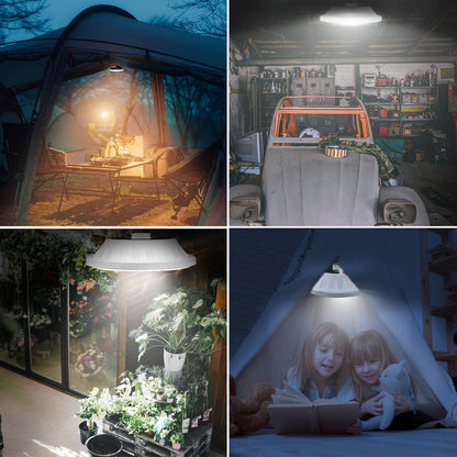 Solar Camping Lantern Two-Pack with Remote Control, 120 LEDs, Five Light Modes, USB Charging and Hanging Hooks