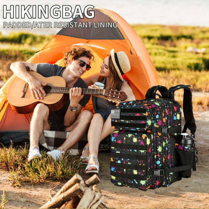 Large Hiking Backpack 45L Fluorescent Tie Dye – Lightweight Daypack for Camping, Travel, Cycling, Fitness & School