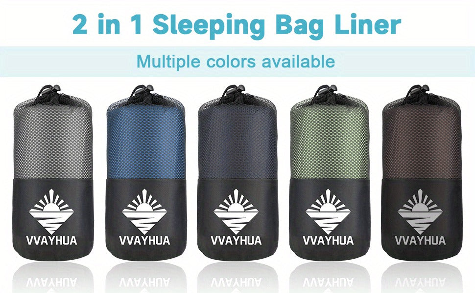 Sleeping Bag Liner for Adults – Two-Way Zipper Sleep Sack with Foot Exposure, Lightweight Portable Travel Sheet for Camping, Hiking