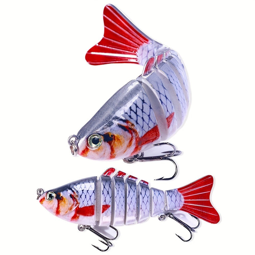 Fishing Lure Set 15-Piece Multi-Jointed Swimbaits with Segmented Bodies, Two Treble Hooks and Fifteen Fish Patterns