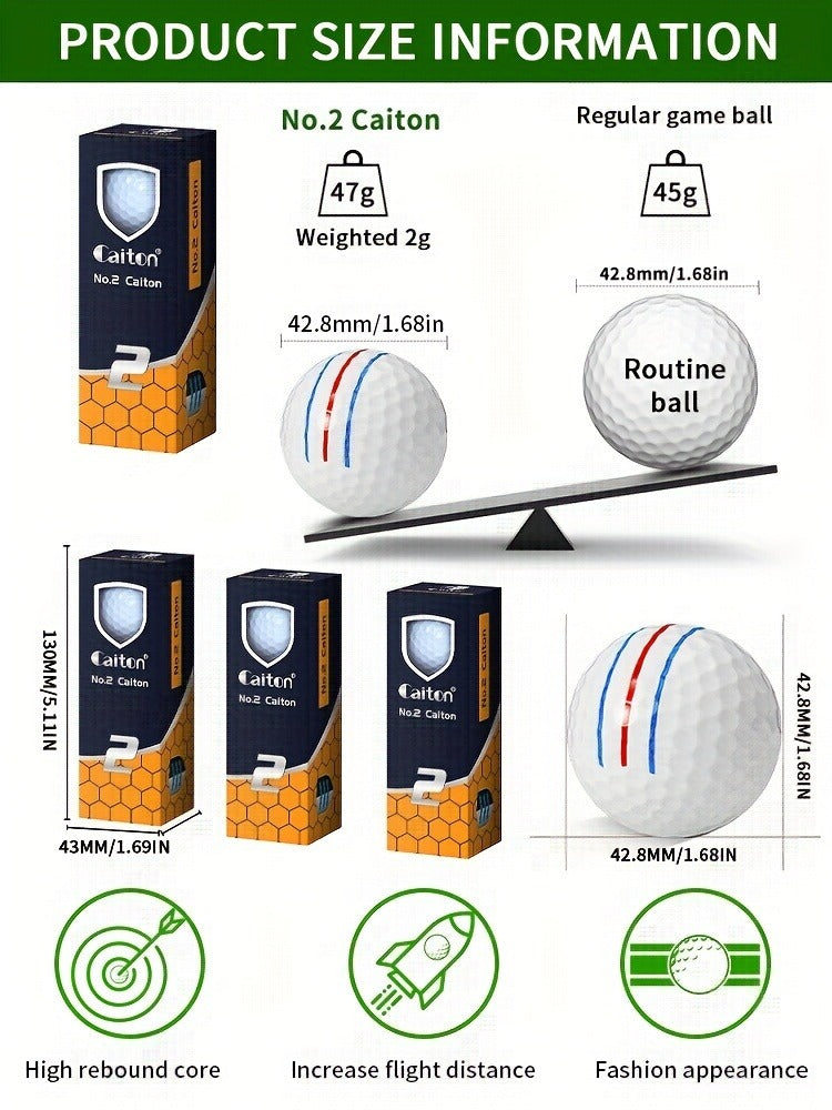Golf Balls 6pcs Long Distance High Speed with 360-Degree Aiming Line Add 40+ Yards Distance Durable Performance Golf Ball Set for Men Women