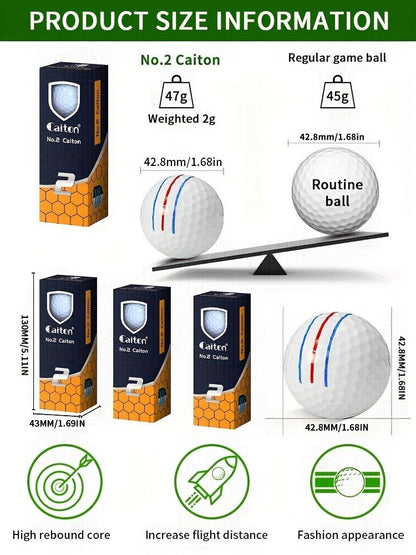 Golf Balls 6pcs Long Distance High Speed with 360-Degree Aiming Line Add 40+ Yards Distance Durable Performance Golf Ball Set for Men Women