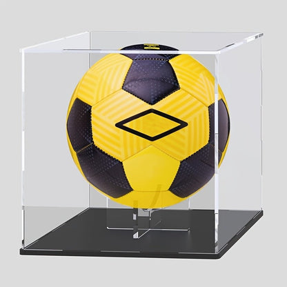 Acrylic Football Display Case Clear Crystal Box with Removable Football Stand Detachable Easy Assembly Memory Storage Display Box for Full