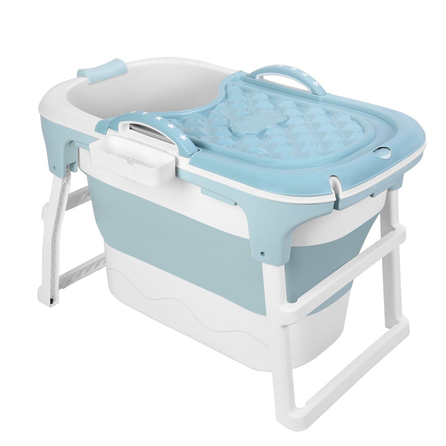 Portable Bathtub for Adults with Insulation Cover & Drainage Pipe, Foldable Hot Tub for Indoor Outdoor Sauna