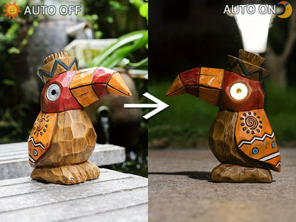 Solar Garden Statue, Tiki Woodpecker Bird Outdoor Light Sculpture for Patio, Pool & Yard Decor