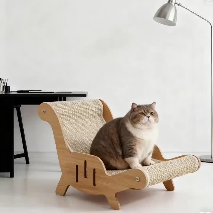 Cat Scratcher Lounge Chair 2-in-1 Natural Sisal Sofa Bed No Shedding Breathable Ultra Durable Oversized Design for Scratching Napping