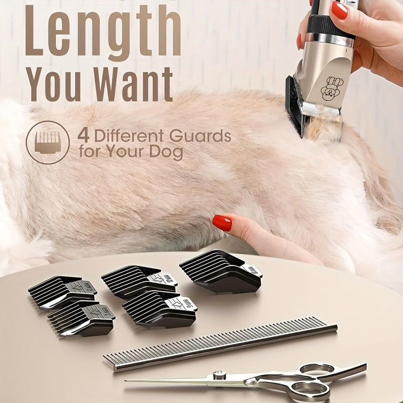 Pet Hair Clipper Cordless Adjustable Comb – Silent Low Noise Rechargeable Electric Dog Cat Grooming Scissors Set, Multiple Style Options