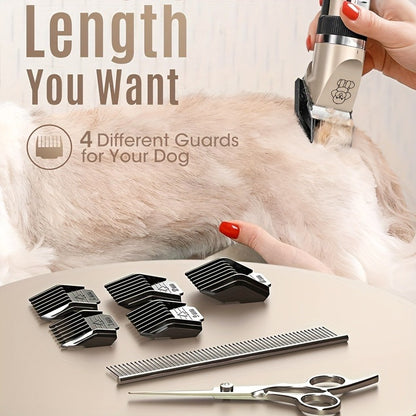 Pet Hair Clipper Cordless Adjustable Comb – Silent Low Noise Rechargeable Electric Dog Cat Grooming Scissors Set, Multiple Style Options