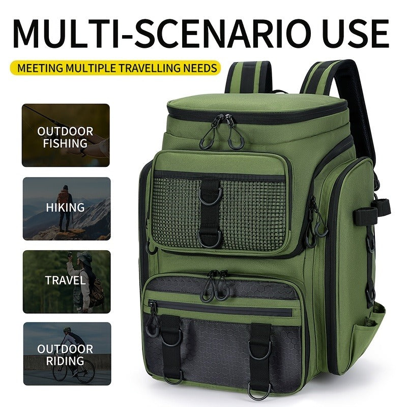 Fishing Backpack with Rod Holder 45L – Large Capacity Outdoor Tackle Bag, Waterproof Travel Shoulder Pack for Fishing Camping Hiking