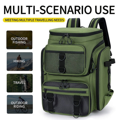 Fishing Backpack with Rod Holder 45L – Large Capacity Outdoor Tackle Bag, Waterproof Travel Shoulder Pack for Fishing Camping Hiking
