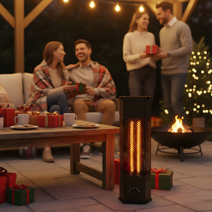 Electric Patio Heater 1400W 28", All-Around Radiant Heating with Tip-Over & Overheat Protection