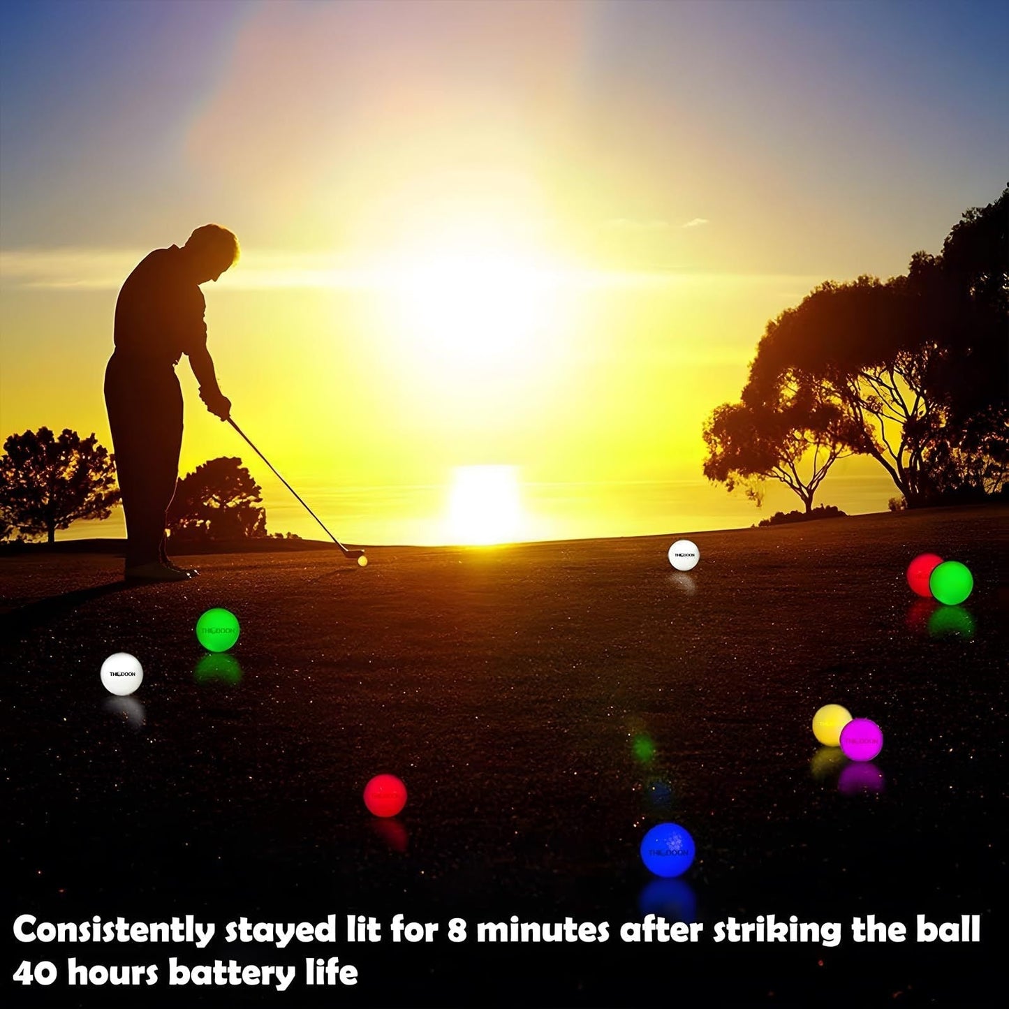 Glow in the Dark Golf Balls 12 Pack – LED Night Golf Balls for Nighttime Play, Luminous Glowing Golf Ball Set