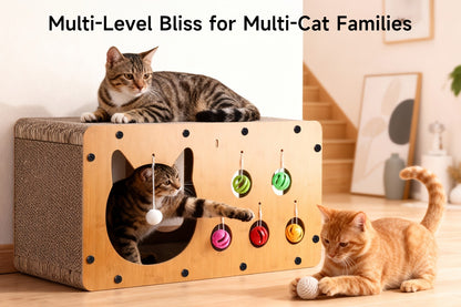 Cat Scratching Board with Interactive Rolling Ball – Multifunctional Cat Furniture for Scratching Playing & Resting